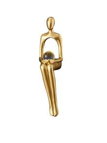 1pc Creative Art Mini Golden Man Decorative Figurine, Modern Minimalist High-End Luxurious Style, Suitable For Home Living Room Entrance Bookshelf Cabinet TV Stand Decor, Office Desk Decoration, Company Hotel Store Window Display, Holiday Gift, Photo Prop