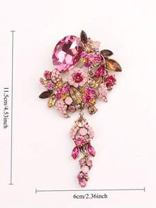 1pc Flower-Grade Linked Brooch Fibonacci Gemstone Matrix And Pink Gemstone Core With Dopamine Drip Luxury Pines - Multicolor - View 4