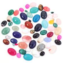 5 Stücke/10 Stücke pro Packung natürliche ovale Edelstein Cabochons, zufällig gemischte Farben und Größen, elegant Türkis, Jade, Achat lose Steine für DIY Schmuckherstellung, Halskette, Ring, Armband Dekoration