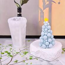 1pc Bubble Christmas Tree Mold, Creative Craft Gift, DIY Candle Decoration Silicone Mold For Christmas - White - View 2