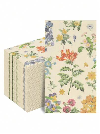 20张/40张/60张/套装柔软花卉图案纸巾，2层，展开尺寸：33cm*40cm，适合婚礼、茶会、生日派对装饰、派对用品、节日装饰