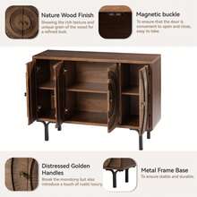 COZAYH Farmhouse 4-Door Storage Cabinet,6-Drawer Dresser, Accent Sideboard Buffet Cabinet With Circle Pattern And Radioactive Wood Lines - 4-Door Cabinet - 查看 4