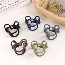 10pcs Korean Internet Celebrity Bear Rubber Hairpin Hair Bun Elegant Temperament Back Of The Head Grab Hair Cute Cartoon Solid Color