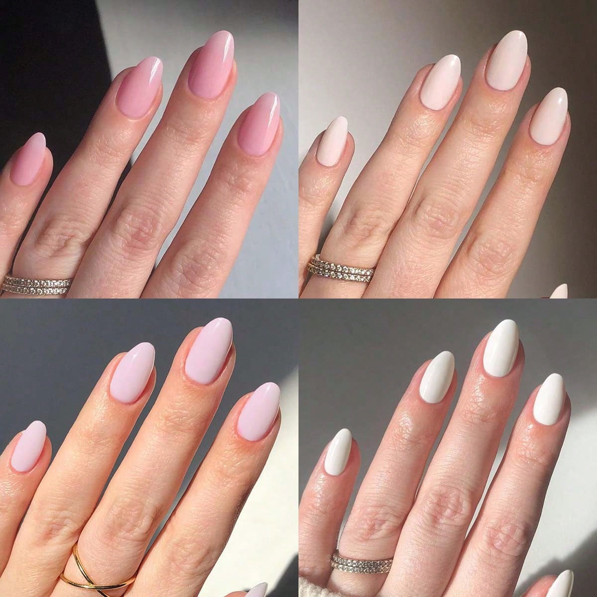 96pcs/Box (4 Boxes Assorted) Short Oval Pink, White, Purple Nail Stickers, Full Coverage Acrylic Nail Stickers, Includes 1 Gel Polish And 1 Nail File, With Storage Box, Suitable For Women And Girls For Daily And Party Use Nails Nail Supplies