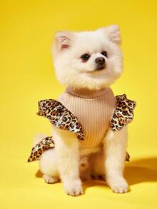 PETSIN 1pc Leopard Print Pet Dress For Dog And Cat For Summer - Khaki - View 2