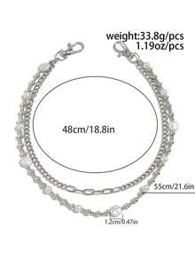 1pc European & American Hip Hop Style Pearl Chain Belt/Jeans Waist Chain, High-End Niche Cross-Border Accessory For Men - Multicolor - View 3