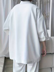Men Plus Size Polo Shirts - White - View 3