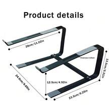 Soporte para portátil de metal, soporte de escritorio de aleación de aluminio de doble capa con disipación de calor vertical, soporte para portátil de metal reforzado - Negro - Ver 5