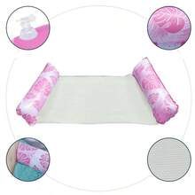 1pc Inflatable Pool Leaf Pattern Double Tube Floating Bed, Foldable Single Person Water Hammock - Multicolor - View 3