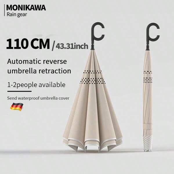 Parapluie automatique grande taille à double usage anti-vent et pluie, parapluie imperméable de style minimaliste décontracté à la mode avec 8 baleines, accessoire pratique et élégant