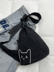 peach tree 多功能男士猫咪图案胸包，大容量休闲斜挎包，尼龙单肩包，腰包，商务旅行，情人节礼物，黑色斜挎包，学院风，徒步户外，多功能，高品质节日感恩礼物 - 彩色 - 查看 9