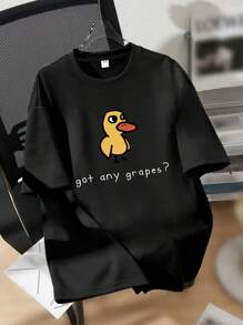 Teen Girl Cartoon Duck And Slogan Print Graphic Tees For Girl Short Sleeve T Shirts,Teen Girl's Summer Tops Crewneck Shirt Blouse