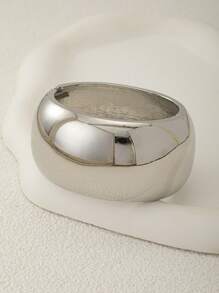 1 Pc Silver Color Chunky Wheel Bangle Women Minimalist Cuff Bracelet / Basic Design Cuff Bangle Bracelet For Daily Wear