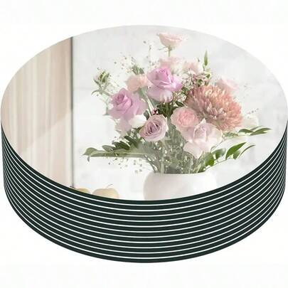 Un conjunto de 12 pegatinas de espejos redondos plateados, elegantes bandejas de espejo redondo de acrílico para bodas, fiestas de regalo y cumpleaños - Platos de espejo circular para centros de mesa y decoraciones, adhesivos de pared 3D - Sin vidrio, versátil para la decoración del hogar y los centros de mesa de boda, ideal para la sala de estar, el dormitorio y los escenarios de eventos, decoración de pared con espejos, ideal para Navidad, Halloween, Pascua, decoración