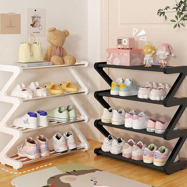 1pc Z-Shaped Shoe Rack, Multi-Tier Easy Assembly Shoe Organizer, Dorm/Home Entryway Narrow Shoe Rack