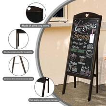 Chalkboard, A-Frame Sidewalk Chalkboard Sign,  Sandwich Chalkboards,Rustic Menu Display For Restaurant, Vintaged Style, Display Stand - màu nâu - Xem 5