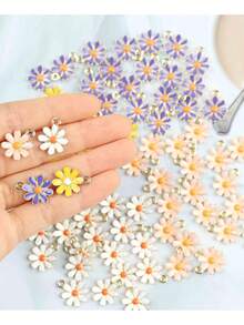 10pcs/20pcs Multi-Color Flower Jewelry Accessories, Mini Cute DIY Alloy Daisy Pendant Charms, Suitable For Earrings, Necklaces, Keychains And Various Jewelry DIY