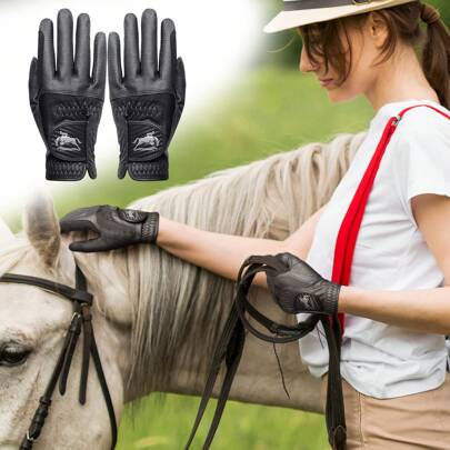 FINGER TEN Damskie rękawiczki do jazdy konnej Rozciągliwe rękawiczki jeździeckie Rękawiczki jeździeckie dla młodzieży Dziewczęta Antypoślizgowe Oddychające Lekkie Idealne do jazdy na rowerze Ogrodnictwo Outdoor Fit Całoroczne