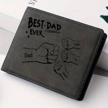 Fist-Shaped Personalized Wallet With Engraved Family Names | Customized Fist Style Names For Dad/Mom/Kids | Creative Gift For Father's Day, Mother's Day For Men Wallet Mini Wallet Purse Wallet Men Wallet Leather Small Wallet - Multicolor - View 6