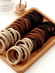 20pcs/50pcs/100pcs/200pcs/Set Black & Colorful High Elastic Hair Ties, Minimalist Seamless Ponytail Holders, Solid Color Stretchy Hair Bands For Women, Comfortable , Essential For Home & Travel Hair Accessories - Rice Coffee - View 9