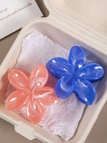 3 pièces Pinces à cheveux fleurs grandes 8 cm/3,15 pouces dégradé rose et vert pour femmes, en plastique léger, mode, élégantes, simples, couleur unie, convenant pour le quotidien, les sorties, les fêtes, les vacances, le chignon, la queue de cheval, le lavage du visage, le maquillage, accessoires vestimentaires, Saint-Valentin