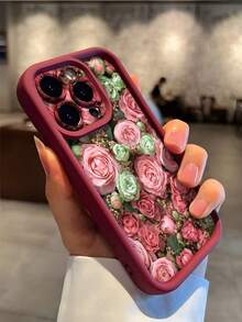 Funda para teléfono con estampado de carey. Funda clásica retro con estampado floral de rosas. Funda de TPU suave, anticaídas, antideslizante y antigolpes. Compatible con phone S. Funda para phone 5/15 Plus/15 Pro/15 Pro Max (1 unidad) - Multicolor 2 - Ver 4