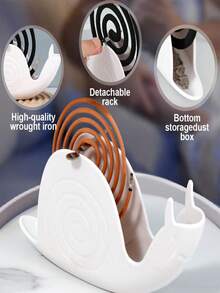 1 pièce Porte-bobine de moustique en forme d'escargot - Brûleur d'encens portable de grande capacité, convient pour la décoration de la maison et du bureau, inclut un plateau de récupération des cendres - Options de couleur noir et blanc