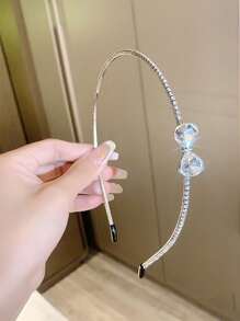1pc Elegant Rhinestone Bow Headband, Versatile Simple Hair Hoop Fashion Accessory, Hair Band, Diadema