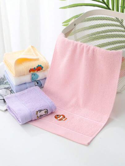 1/2/4/6pcs Small Size Towels, 100% Cotton, Embroidered Whale, Dolphin, Hippopotamus, Penguin, Ocean Animal Patterns, 9.84*17.71 Inches, Multiple Colors, Face/Hand Towel, Absorbent, Quick-Dry, Colorfast, Suitable For Bathroom, School, Kitchen, Holiday Gifts, Travel & Outdoor Use, Unisex
