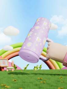 Vaso de 24 oz con asa, taza de viaje de acero inoxidable con aislamiento al vacío y pajita, botella de agua con aislamiento al vacío, taza térmica, botella reutilizable de acero inoxidable: mantiene las bebidas frías hasta 24 horas.