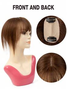 女士优雅手工假发，全真人发质，轻盈无缝，蓬松度增强器，隐形皇冠接发，适用于稀疏头发，直发造型，通用，女士稀疏人发假发，自然直发造型，增加蓬松度，遮盖白发 - S2 - 查看 6