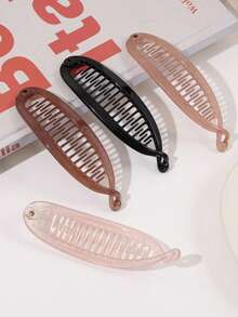 4pcs/1pc Medium Size French Amber Color Banana Clip, Ponytail Clip, Elegant High Crown Bun Clip, Twist Clip, Fishbone Clip, For Thick Women, Hair Tools, Curly Fall, Travel, Hair Tools, Accessories Women, Fall, Travel, Women, Women, Hair Tools, Stuff, Beauty Accessories, Gifts, Travel, Gifts For Women, For Women, Stocking Fillers Women, For Adults, Stocking Fillers For Adult, Coming-Of-Age, Gift Ideas For Women, Beauty Gifts For Women Beach Hair Clips - Multicolor - View 2