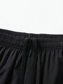 3-Counts Men's Summer Thin Ice Silk Quick-Dry Bermuda Shorts With Loose Straight Fit And Brand Logo Print