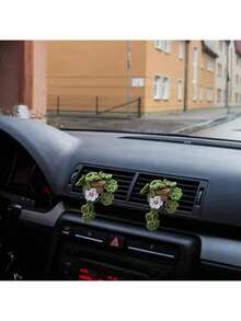1pc Handmade Knitted Car Air Vent Hanging Basket, Car Decor Vent Clip Ornament, Gift, Air Vent Planter