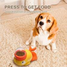1pc Interactive Duck-Shaped Dog Food Dispenser Toy - Manual Press Feeder For Small, Medium, Large Dogs, Durable Plastic Puzzle Toy With Orange Beak And Feet, No Batteries Required, All Breed Sizes
