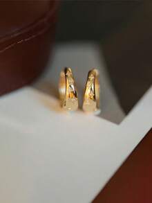 BALMORA 1 对简约奢华 S925 纯银镶锆石耳夹耳环，女士礼物 - 金色 - 查看 6