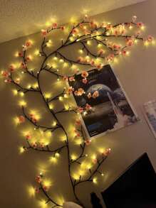 Gnkdfon Cherry LED Tree Branch Lights For Wall,USB Powered Willow Vine Lights Room Decor,Cherry Blossom Willow Vine Twig Decor Garland With 144 LED Lights And Remote,8 Lighting Modes,Vine Tree Decor Nightlight, Suitable For Indoor Atmosphere, Party, Holiday And Gift Ideas