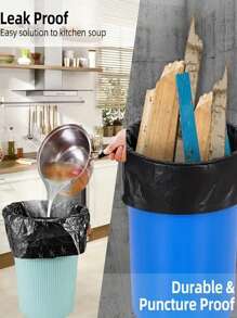200 sacs poubelle noirs épais et résistants - étanches, en polyéthylène durable, convenant pour la maison, le bureau, la cuisine, la salle de bain et l'extérieur. Solution de nettoyage polyvalente, avec un design enroulable pratique. Sacs plastiques noirs surdimensionnés pour une utilisation commerciale ponctuelle, propriété d'hôtel, restauration. Déplié 28 * 48 cm, déplié 45 * 50 cm