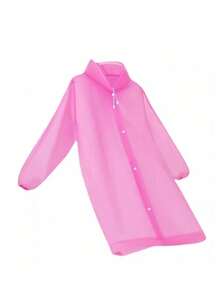 1 pieza Impermeable adulto de EVA rosa grueso, impermeable de viaje ligero de EVA grueso y de moda con frente abierto para exteriores - Rosa - Ver 4