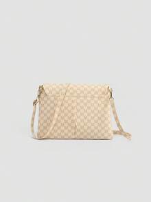 Women's Stylish Letter Print Crossbody Bag With Detachable Shoulder Strap - Clutch, Shoulder Bag And Crossbody Bag - Beige - View 4