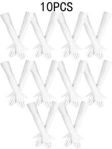 D EXCEED 1/3/4/10 双女士 1920 年代单人派对复古晚礼服长手套、万圣节派对、婚礼、服装配饰手套、母女教师礼物 - 白色 - 查看 18