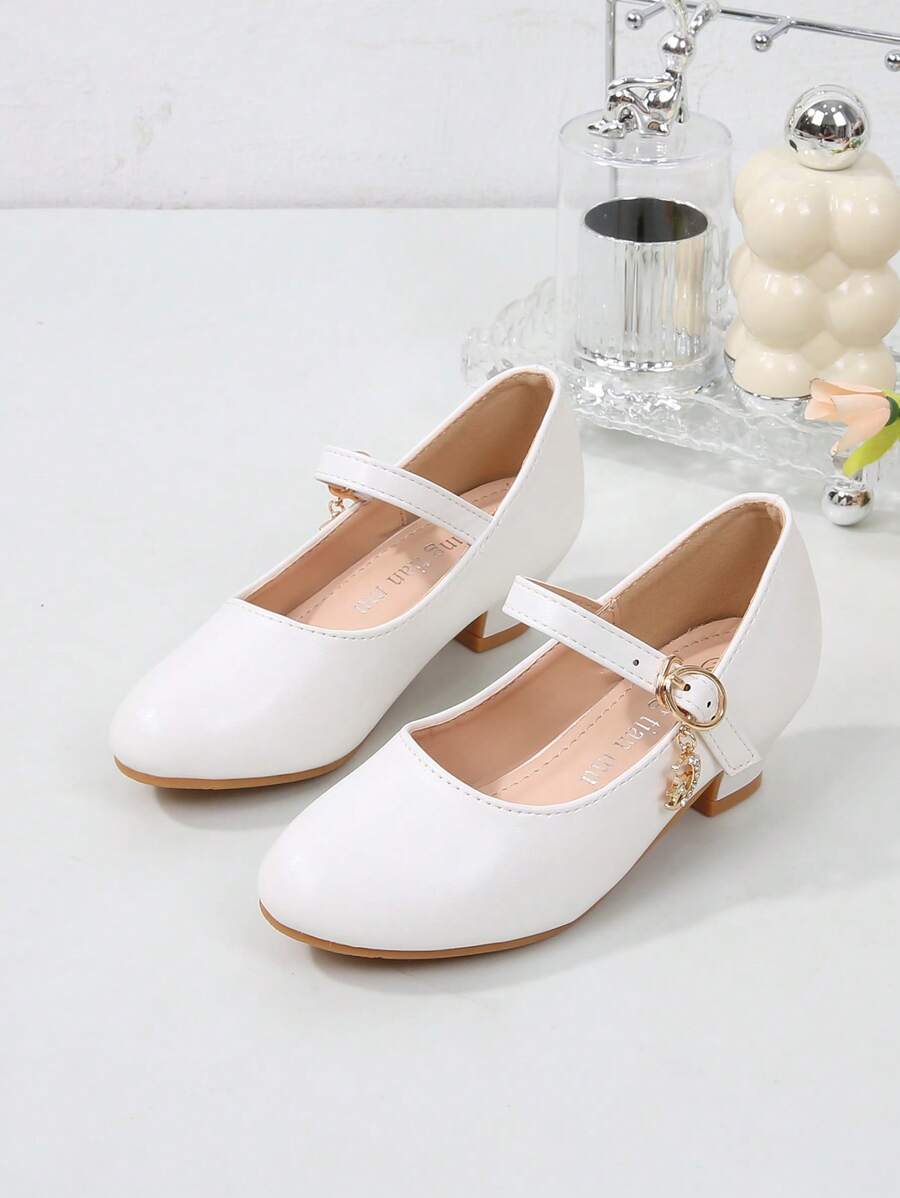 Girls Solid Color Dress Shoes High Heels, New Spring Autumn Korean Style Children Party Shoes