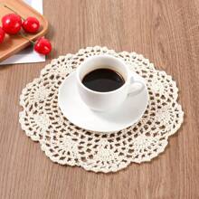 2/4 Peças Toalhinhas de Crochê Vintage Redondas de 8 Polegadas, Rendas de Tapete de Mesa Tricotadas, Conjunto de Toalha de Mesa Artesanal, Bordas Caneladas para Decoração Diária Doméstica, Decoração de Mesa para Casamento e Feriados