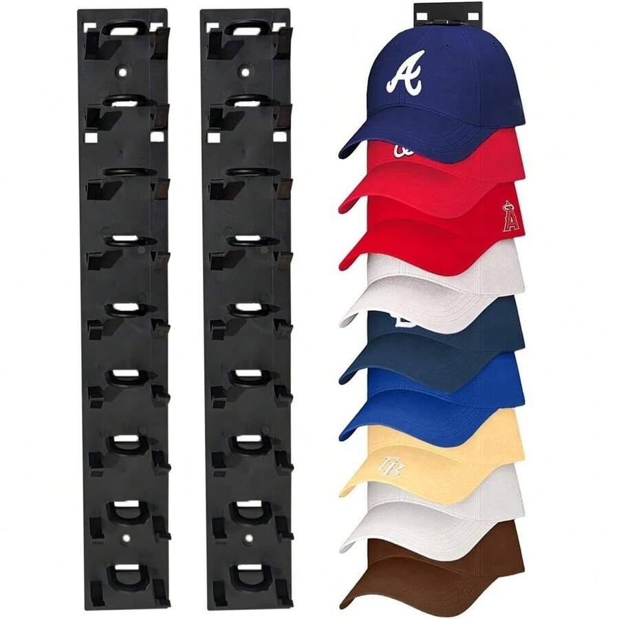 1pc Wall Mounted Baseball Cap Holder - Cap Organizer Rack, Suitable For Baseball Caps - Durable Plastic Space Saving Closet, Easy To Install Wall Mount Display Rack, High Capacity, Cap Rack - Multicolor - View 1