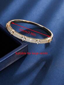 1pc Exquisite Four-Leaf Flower Inlaid Cubic Zirconia Bracelet, Fashion Jewelry Bangle For Women, Daily Wear And Party, Perfect Gift Choice To Show Elegance And Charm Valentines,Mom,Mother,Mother's Day,Gift - Four-leaf Flower Full Zirconium Bracelet - View 16