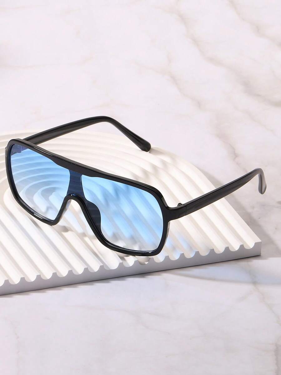 1 Pair Big Frame Fashion Solid Black Sunglasses - Multicolor - View 1