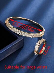 1pc Exquisite Four-Leaf Flower Inlaid Cubic Zirconia Bracelet, Fashion Jewelry Bangle For Women, Daily Wear And Party, Perfect Gift Choice To Show Elegance And Charm Valentines,Mom,Mother,Mother's Day,Gift - Four-leaf Flower Full Zirconium Bracelet - View 18
