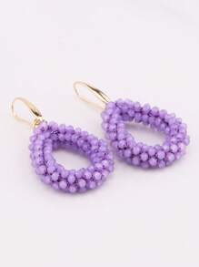 sehuoran 1 Pair Handmade Beaded Crystal & Pearl Bohemian Style Earrings, Colorful Personalized Versatile Dangling Earrings With High-End Elegant Mixed Color, Suitable For Party & Daily Wear