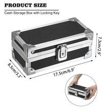 Cash Box With Lock, Aluminium Alloy Money Box For Cash Lockable Money Storage Box Single Row Currency Tray Cash Organizer Piggy Bank For Collector - 黑色 - 查看 2