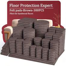 104/300pcs Premium Felt Furniture Pads Set - Non-Slip Heavy Duty Protection Chair Pads For Hardwood And Laminate Floors, Multi-Purpose Self-Adhesive Chair Leg Floor Protectors For Tables, Chairs And Appliances,Noise Reduction Without Scratches,Suitable For Kitchen, Living Room,Cafe(Brown,Beige) - Multicolor - View 1